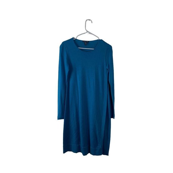 Eileen Fisher Jewel Neck Merino Wool MIDI Dress Size SP - Picture 2 of 13